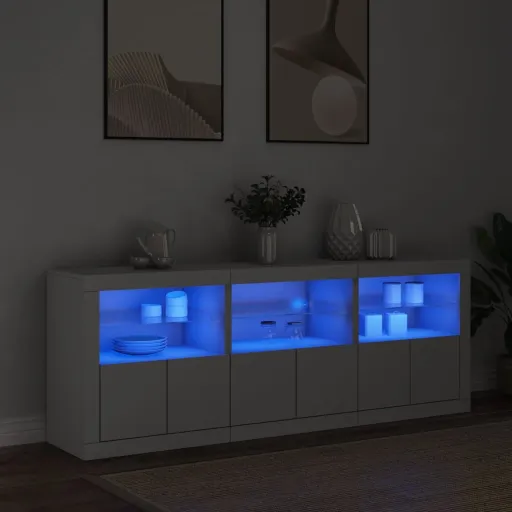 Aparador com Luzes LED 181,5x37x67 cm Branco