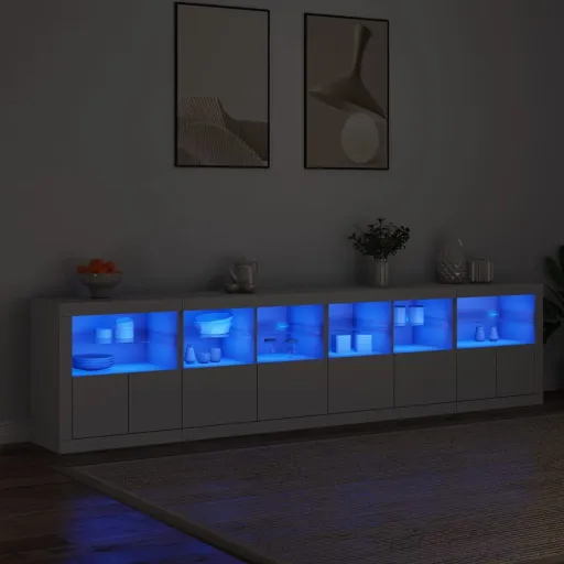 Aparador com Luzes LED 283x37x67 cm Branco