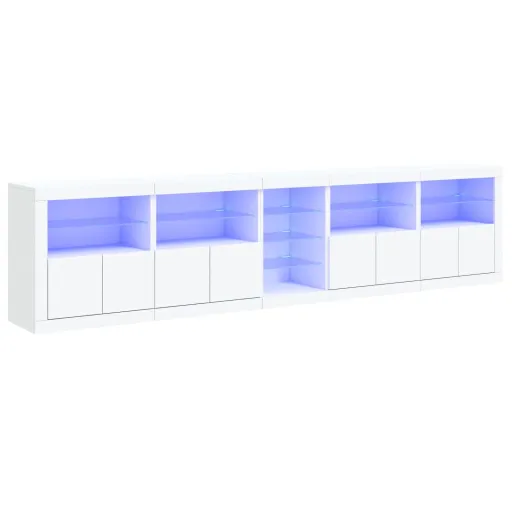Aparador com Luzes LED 283x37x67 cm Branco