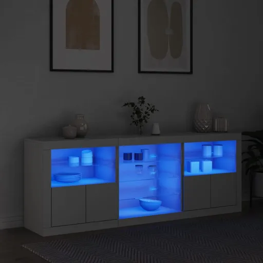 Aparador com Luzes LED 181,5x37x67 cm Branco