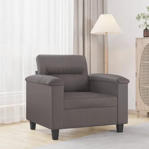 Poltrona 60 cm Couro Artificial Cinzento