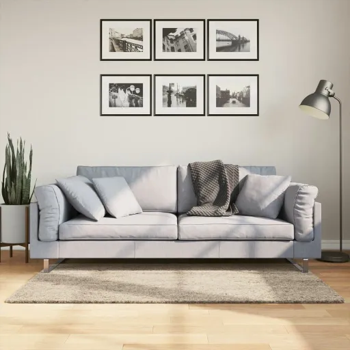 Tapete de Pelo Alto com Aspeto Brilhante ISTAN 80x150 cm Bege