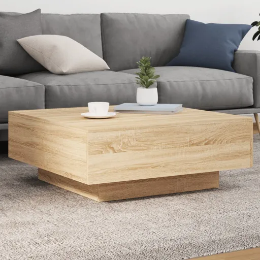 Mesa de Centro com Luzes LED 80x80x31 cm Carvalho Sonoma