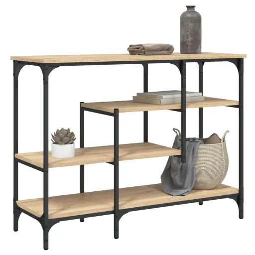 Mesa Consola c/ Prateleiras 100x35x75 cm Carvalho Sonoma