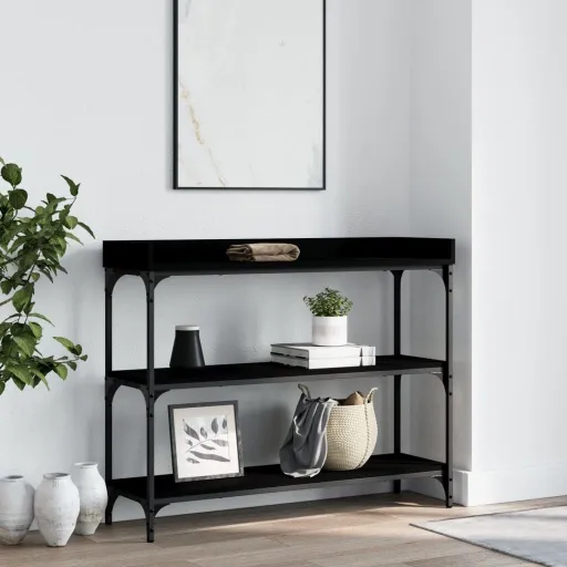 Mesa Consola c/ Prateleiras 100x30x80 cm Preto