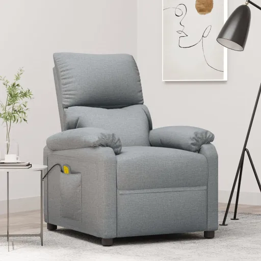 Poltrona de Massagens Tecido Cinzento-Claro