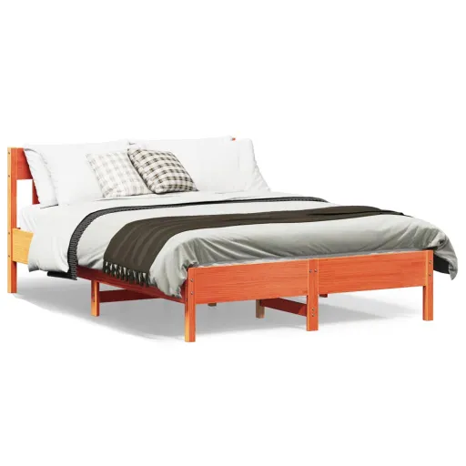 Cama Sem Colchão 150x200 cm Madeira Pinho Maciça Castanho-Mel