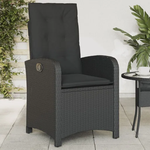Cadeira de Jardim Reclinável c/ Almofadões Vime PE Preto