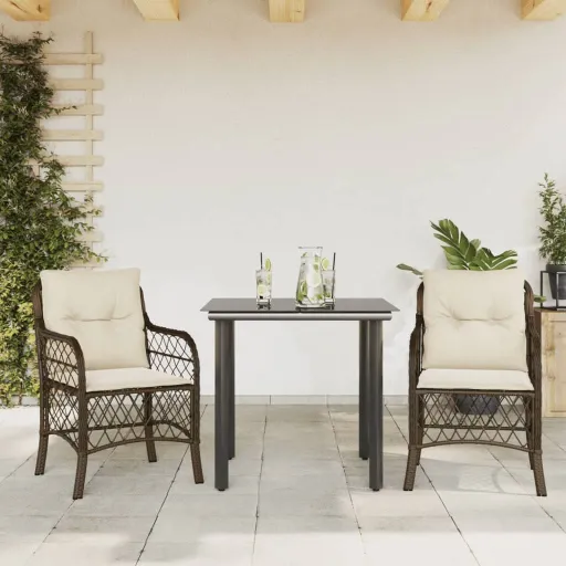 Conjunto Bistrô com Almofadões Vime PE Castanho (3 pcs)