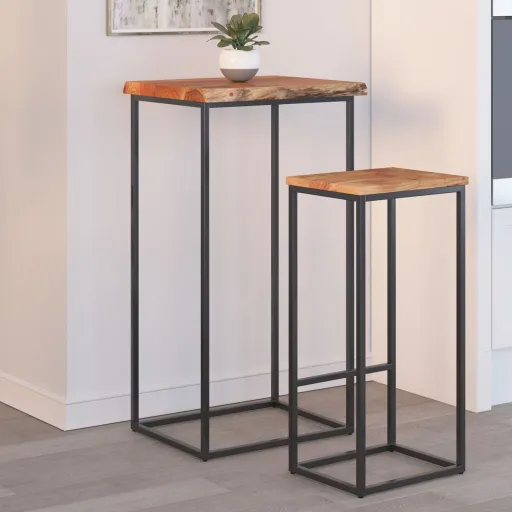 Tampo de Mesa Retangular Borda Viva 50x40x2,5 cm Acácia Maciça