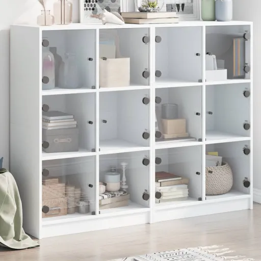 Estante c/ Portas 136x37x109 cm Derivados Madeira Branco