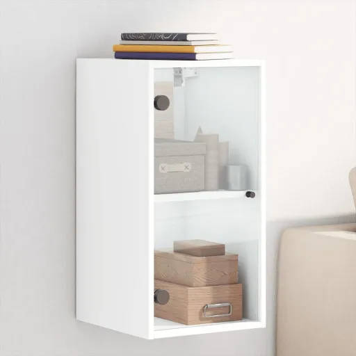 Armário de Parede c/ Portas de Vidro 35x37x68,5 cm Branco