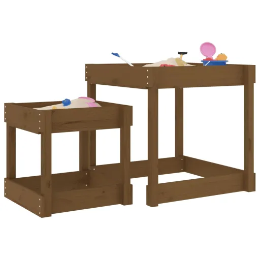 Mesas de Areia   Madeira de Pinho Maciça Castanho Mel (2 pcs)