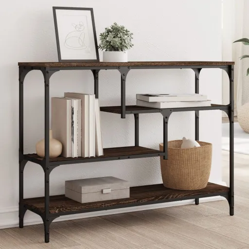 Mesa Consola 100x30x75 cm Derivados Madeira Carvalho Castanho