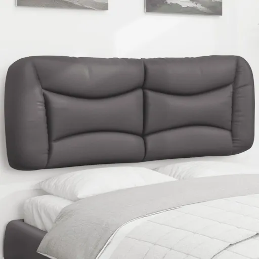 Almofadão de Cabeceira Hvar 120 cm Couro Artificial Cinzento