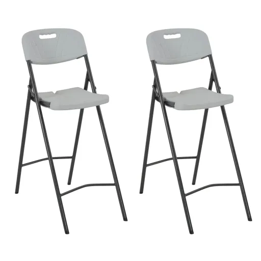 Cadeiras de Bar Dobráveis   PEAD e Aço Branco (2 pcs)