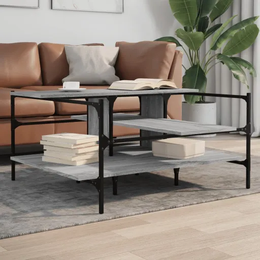 Mesa de Centro 100x100x48,5cm Derivados de Madeira Cinza Sonoma