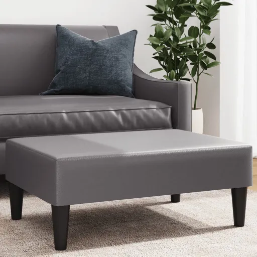 Apoio de Pés 77x55x31 cm Couro Artificial Cinza