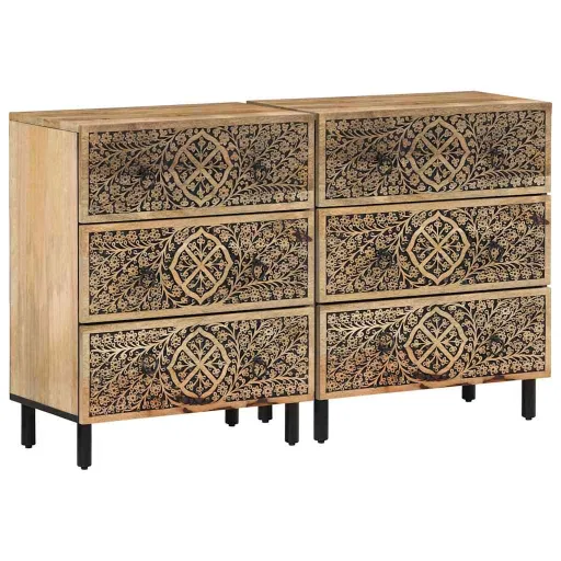 Móveis de Apoio   60x33x75 cm Madeira de Mangueira Maciça (2 pcs)