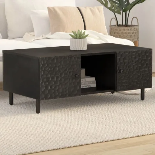 Mesa de Centro 100x54x40 cm Madeira de Mangueira Maciça Preto