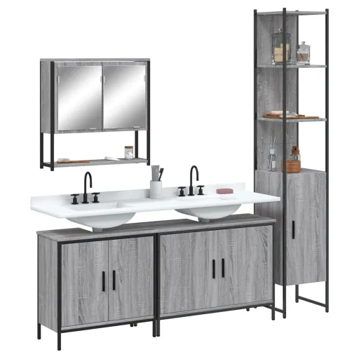 Conjunto Móveis Casa de Banho Madeira Proc. Cinza Sonoma (4 pcs)
