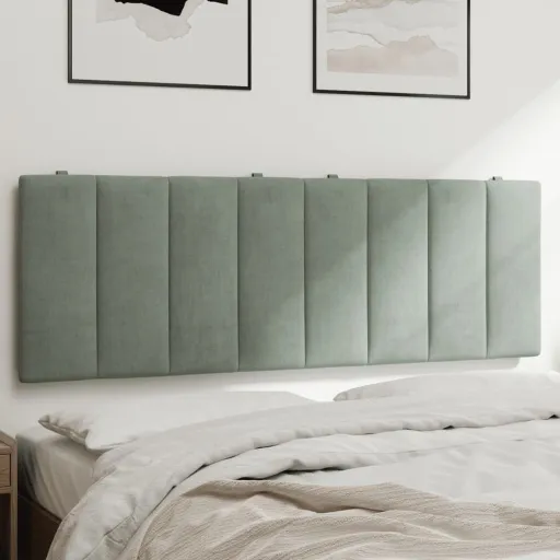 Almofadão de Cabeceira Hanko 120 cm Veludo Cinzento-Claro