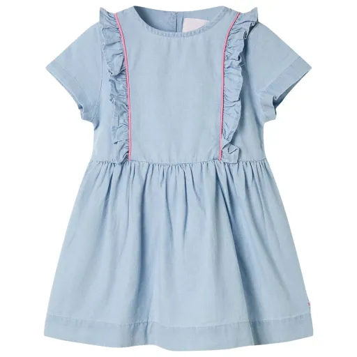 Vestido de Criança com Folhos Azul-Suave 104
