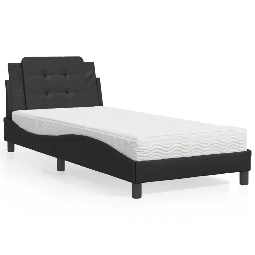 Estrutura de Cama Sem Colchão Zadar 90x190 cm Couro Artificial Preto
