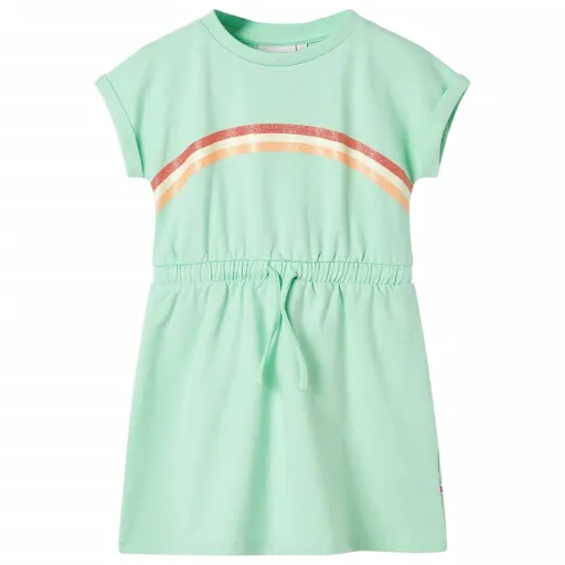 Vestido de Criança com Cordão Verde Brilhante 104