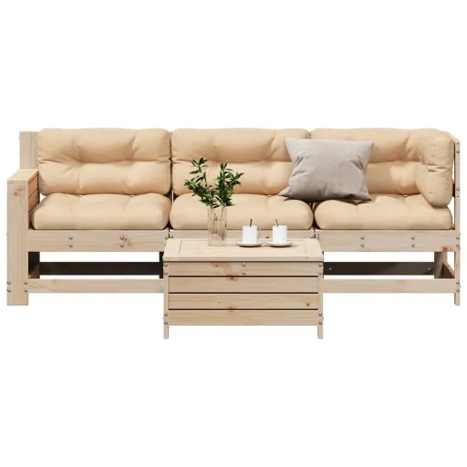 Conjunto Lounge de Jardim c/ Almofadões Pinho Maciço (4 pcs)