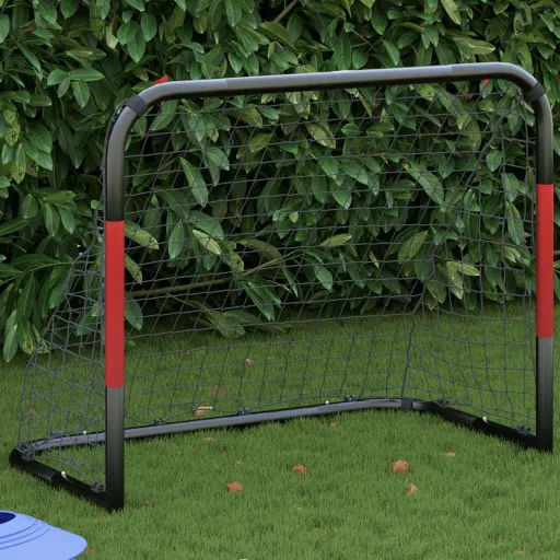 Baliza de Futebol com Rede 90x48x71 cm Aço Vermelho e Preto