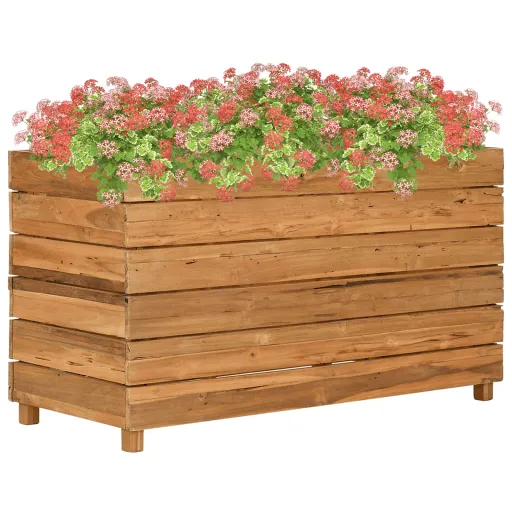 Vaso/Floreira 100x40x55 cm Madeira de Teca Reciclada e Aço