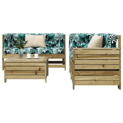 Conjunto de Sofás para Jardim Madeira de Pinho Impregnada (5 pcs)
