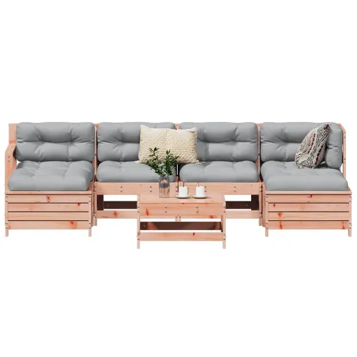 Conjunto Sofás Jardim Madeira Abeto-de-Douglas (7 pcs)
