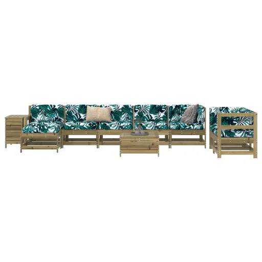 Conjunto Sofás Jardim Madeira de Pinho Impregnada (10 pcs)
