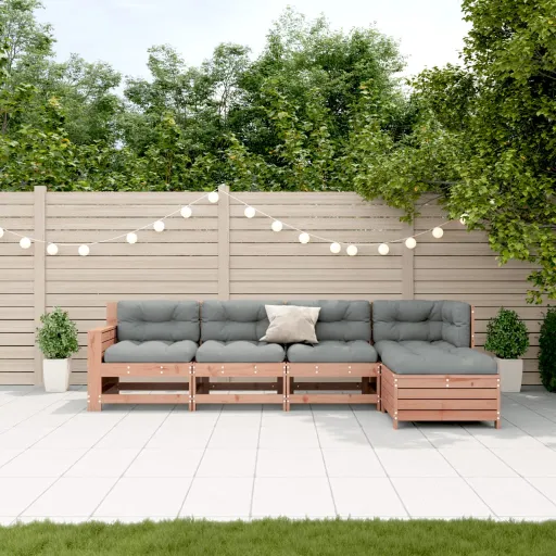Conj. Lounge Jardim com Almofadões Madeira Douglas Maciça (5 pcs)