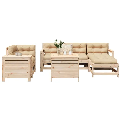 Conjunto de Sofás para Jardim Madeira de Pinho Maciça (7 pcs)