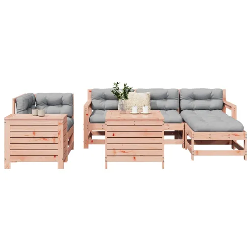 Conjunto Sofás Jardim Madeira Abeto-de-Douglas (7 pcs)