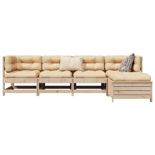 Conjunto de Sofás para Jardim Madeira de Pinho Maciça (5 pcs)