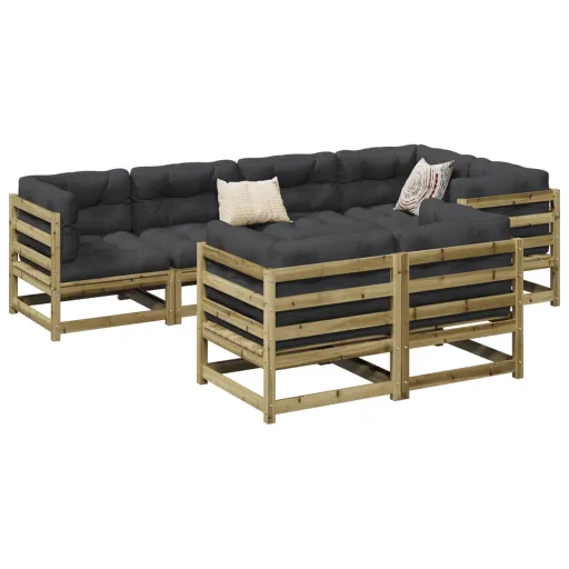 Conjunto Sofás Jardim Madeira de Pinho Impregnada (7 pcs)