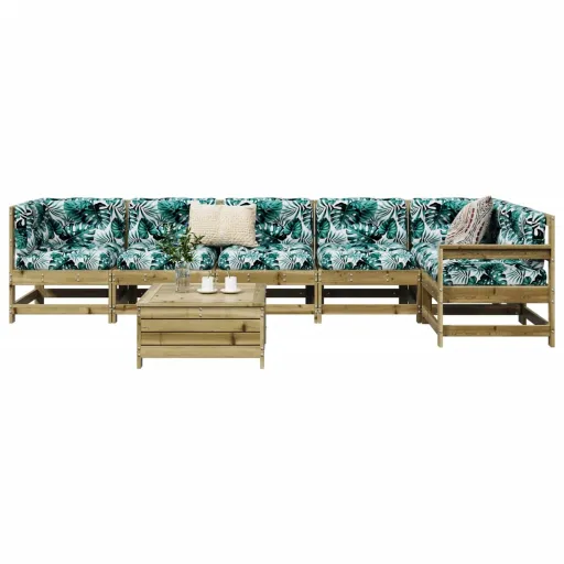 Conjunto Sofás Jardim Madeira de Pinho Impregnada (7 pcs)