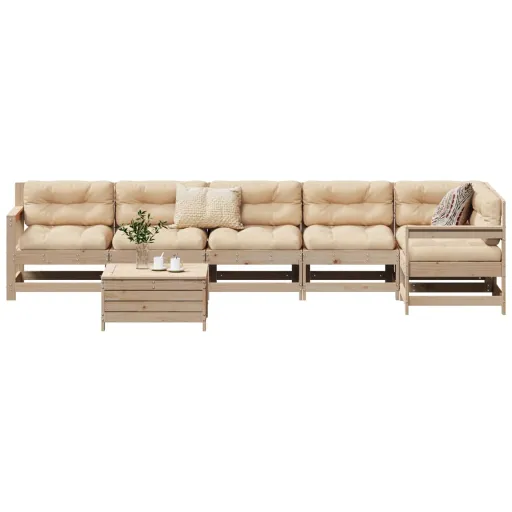 Conjunto de Sofás para Jardim Madeira de Pinho Maciça (7 pcs)