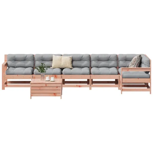 Conjunto Sofás Jardim Madeira Abeto-de-Douglas (7 pcs)