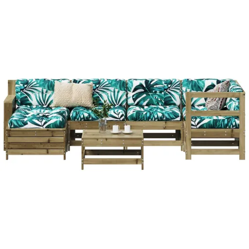 Conjunto Sofás Jardim Madeira de Pinho Impregnada (7 pcs)