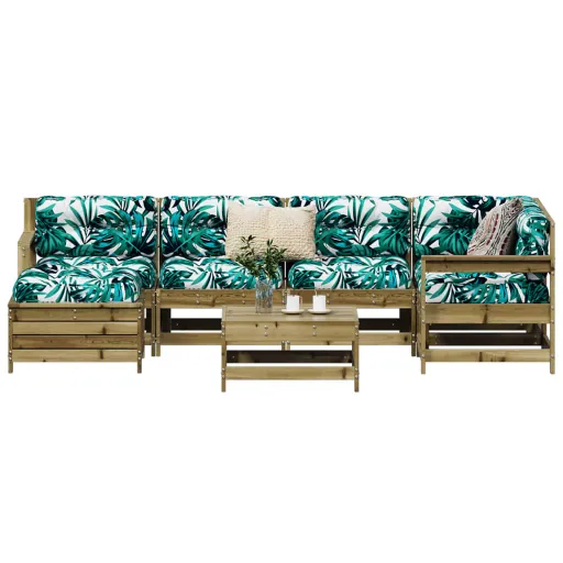 Conjunto Sofás Jardim Madeira de Pinho Impregnada (7 pcs)