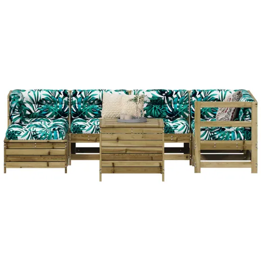 Conjunto Sofás Jardim Madeira de Pinho Impregnada (7 pcs)