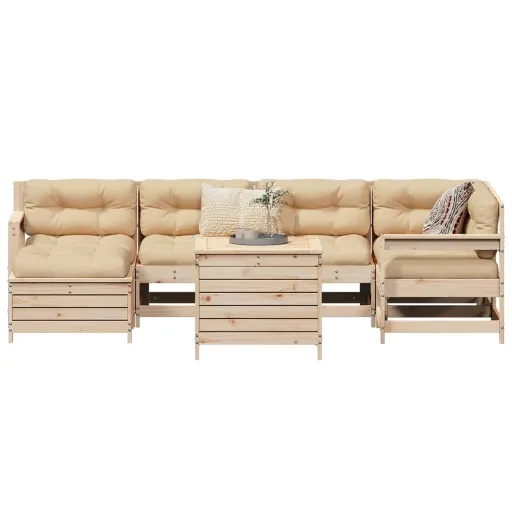 Conjunto de Sofás para Jardim Madeira de Pinho Maciça (7 pcs)