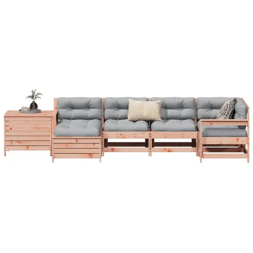 Conjunto Sofás Jardim Madeira Abeto-de-Douglas (7 pcs)