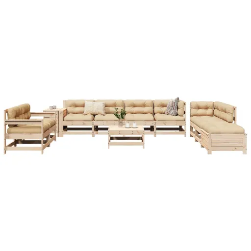 Conjunto Sofás de Jardim Madeira de Pinho Maciça (11 pcs)