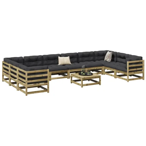 Conjunto Sofás de Jardim Madeira de Pinho Impregnada (11 pcs)